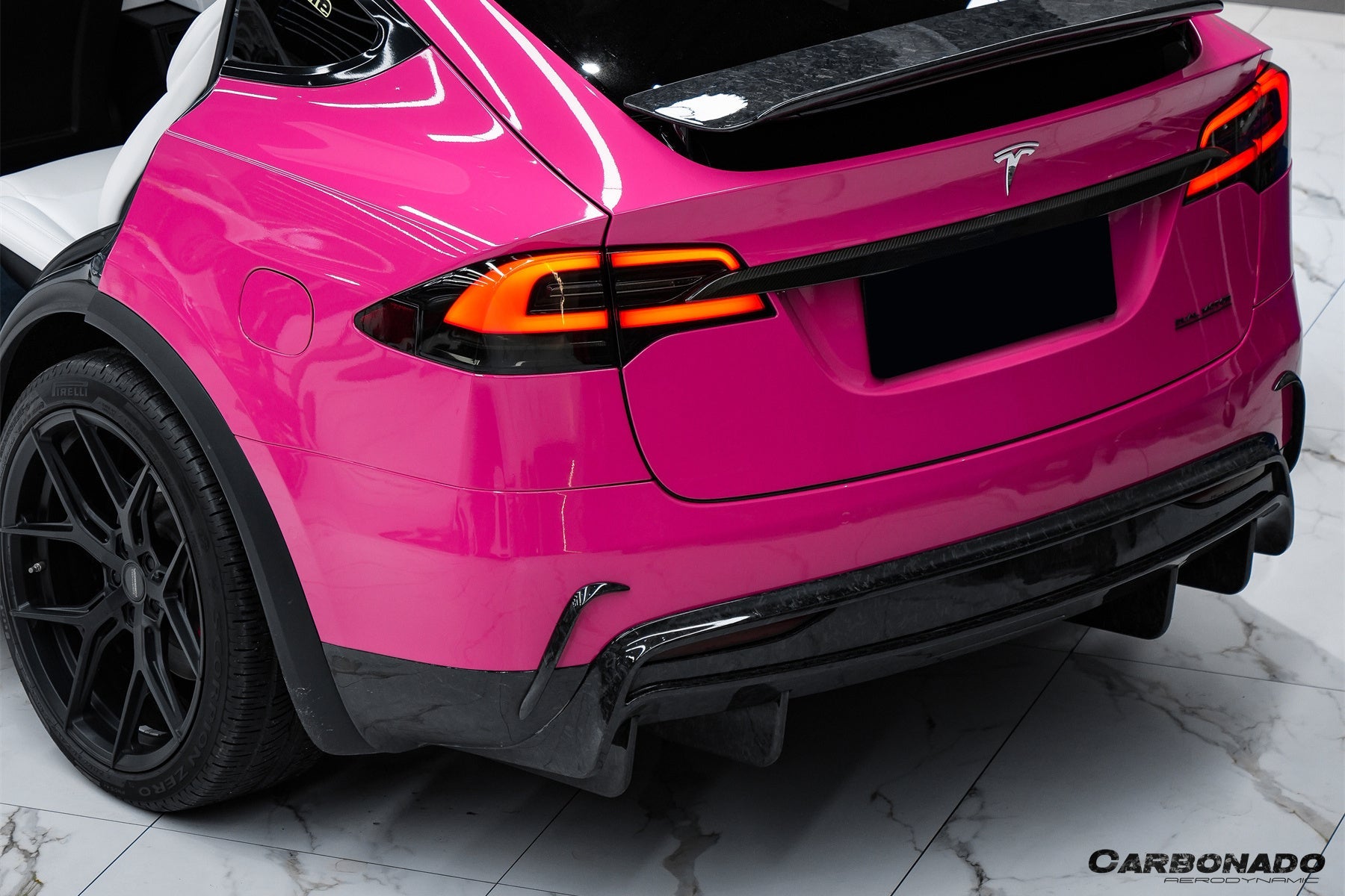 2016 - 2021 Tesla Model X SUV RZS Style Carbon Fiber Rear Bumper Canards